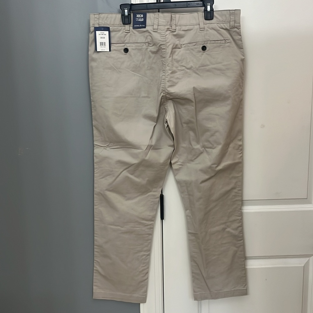 NWT! Crown & Ivy MOTION FLEX khaki pants 38X30 Men’s - Picture 5 of 16